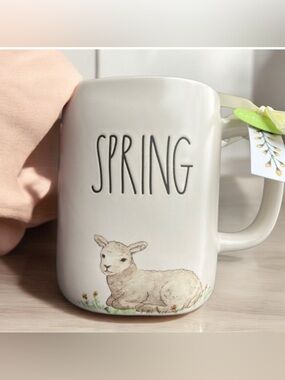 NEW Rae Dunn SPRING Ceramic Coffee Tea Mug with Lamb Design Easter Springtime